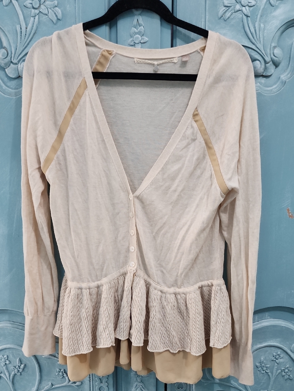 Knitted & Knotted Anthropologie Cream Cardigan